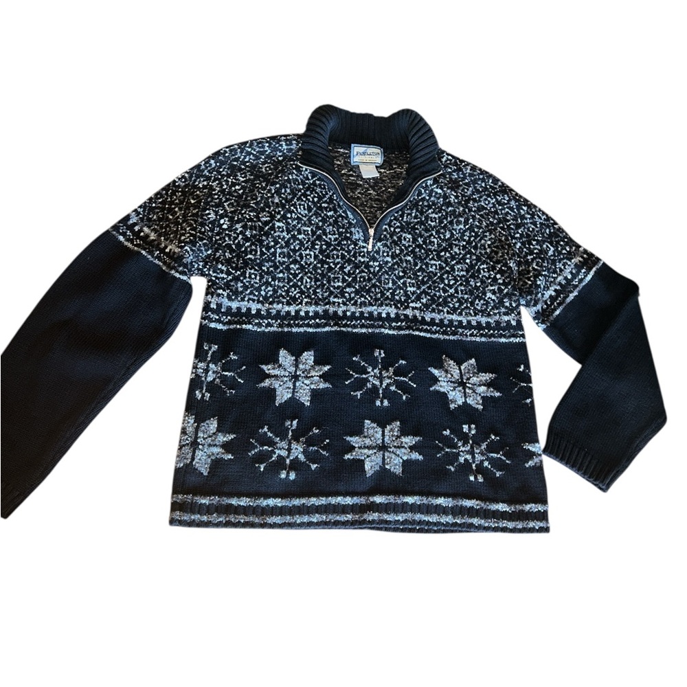 Pendleton Women’s Wool Blend 1/4 Zip Snowflake Sweater | medium